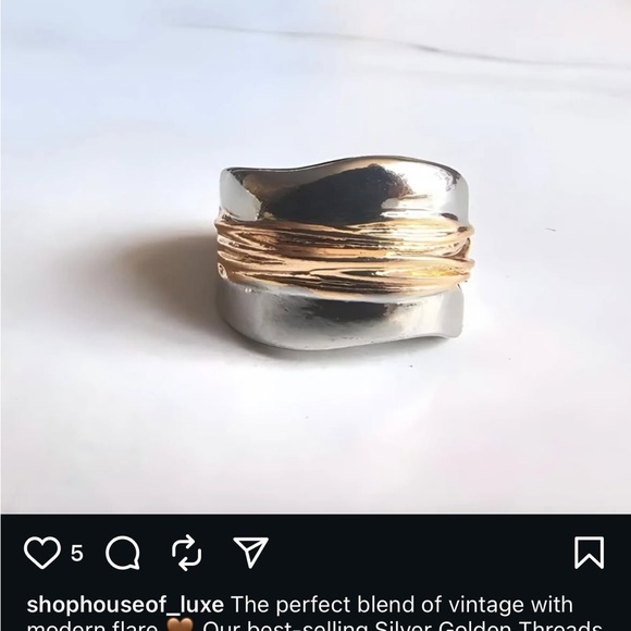 Silver and Gold Statement Ring - Picture 1 of 4